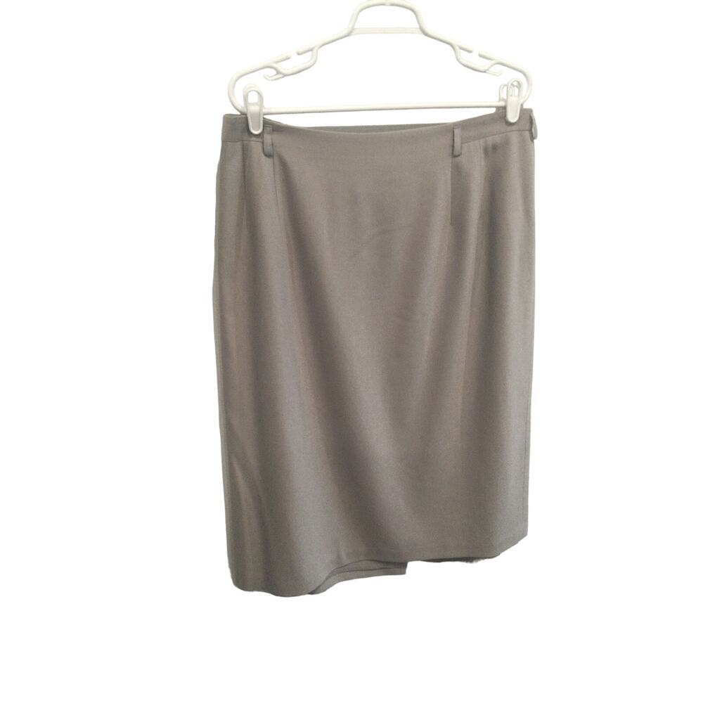 Talbots wool maxi skirt womens 18W 18 grey taupe Italian fabric modest office